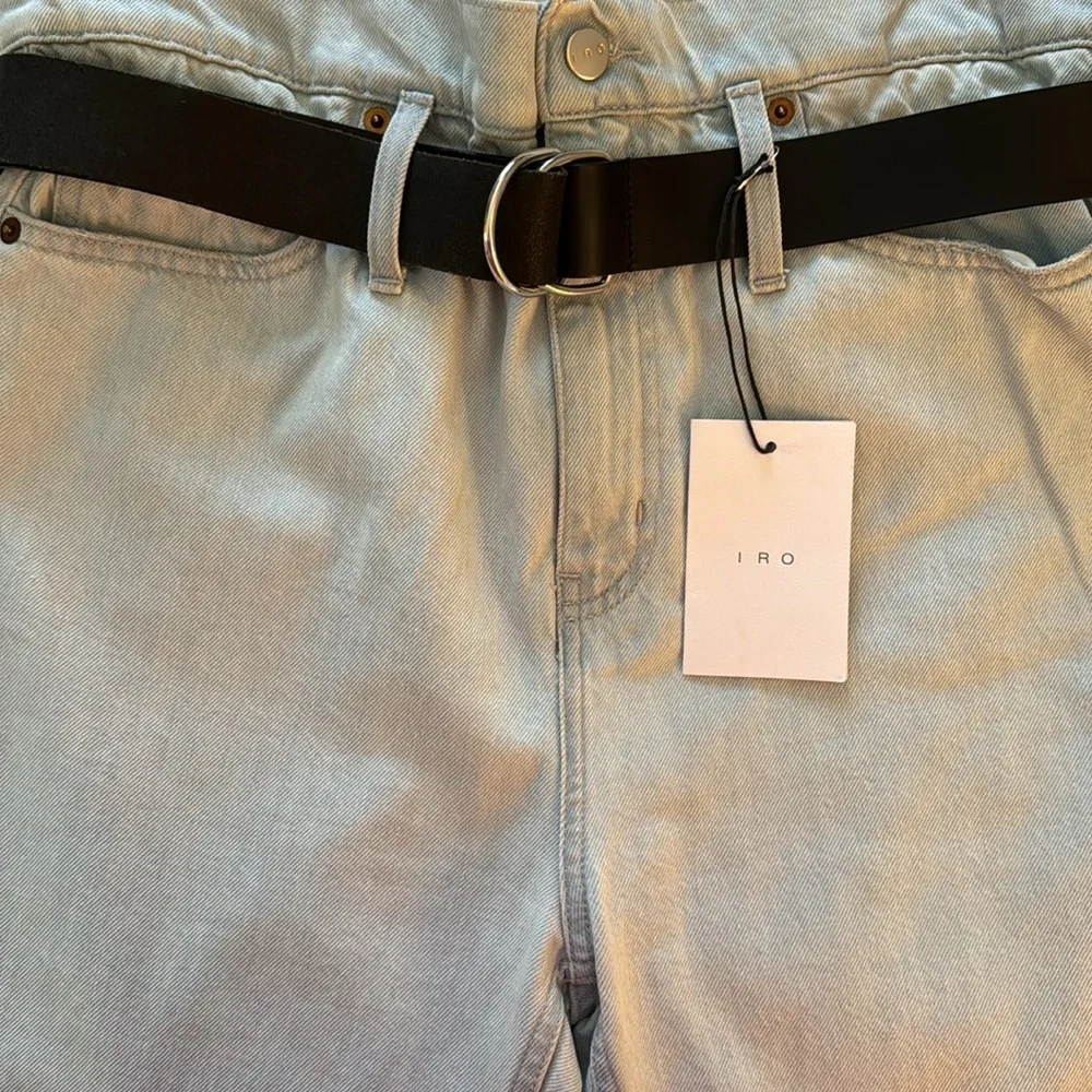 IRO Aven Belted Paper Bag Denim Jean Distressed Hem Size 29 - Picture 6 of 14